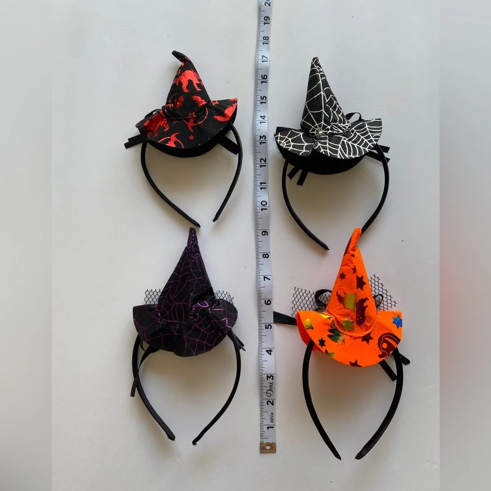 4 Pc Kids Girls Witch‎ Hat Head Bands